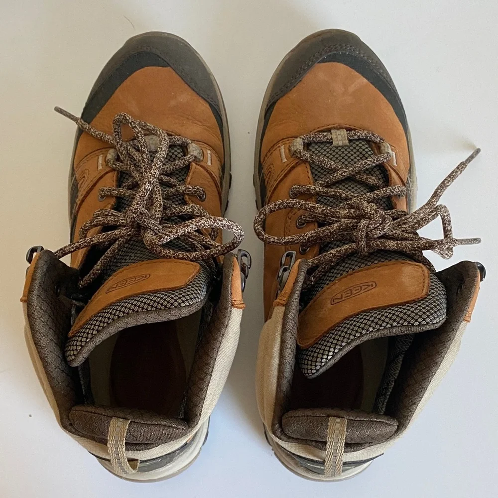 KEEN Womens Leather Hiking Boots Size 6.5US Waterproof Outdoor Boots Orange Gray - Picture 5 of 11